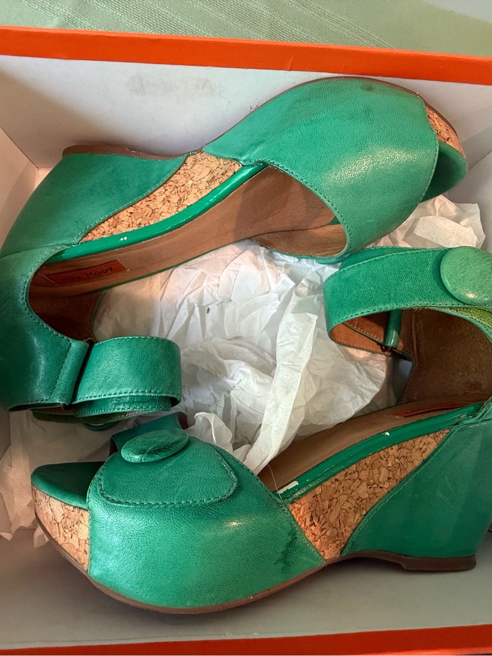 Miz Mooz Yael Ankle-Strap Sandal Wedge Green 9 - Picture 8 of 10